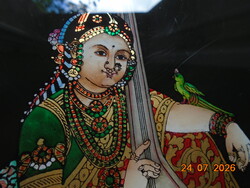 MIRÁBÁJ poetess and saint Traditional Indian Tamil Nadu Thanjavur Indian glass painting with 22K gold