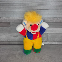 Vintage sárga nadrágos piros orrú plüss bohóc egér figura