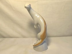 Kőbányai porcelán art deco nyest, menyét figura (Drasche)
