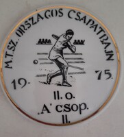 Hollóházi porcelán plakett /M.T.SZ.ORSZÁGOS CSAPATBAJNOKSÁG 1975/