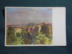Képeslap,Budapest látkép,részletek,Breznay József grafika,1950-