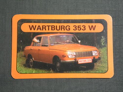 Kártyanaptár,Merkur autókereskedelmi vállalat,Wartburg 353 W autó, 1977   (licites)