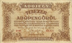 10000 tízezer adópengő 1946 sorszámos, vízjeles papír 1.
