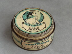 Régi fémdoboz 1940 es évek mexikói Teatrical Cold Cream Sanborns Mexico női arckrémes pléh doboz