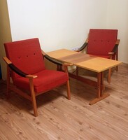 Mid century fotelpár asztallal ( Heczendorfer )