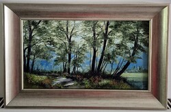 Czinóber - Egy júliusi reggelen ( 20 x 35,5 olaj, mesés keretben )