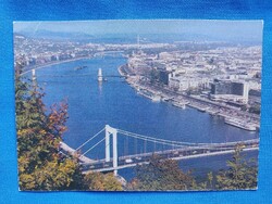 BUDAPEST - LÁTKÉP, postatiszta képeslap,1989., Erzsébet híd. Lánchíd, Duna