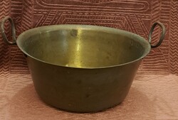 Régi réz üst, habüst, lekvárfőző kis üst (M6357)