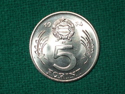 5 Forint 1974 ! Csak 50001 db. !!! Nem Volt Forgalomban ! Verdefényes !