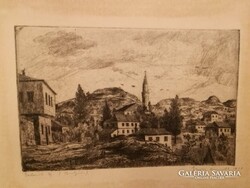 Gross Arnold rare etching, Balchik landscape