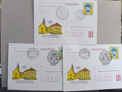 200 éves a sátoraljaújhelyi Kossuth Lajos Gimnázium 1989 levelezőlap tétel 3 db FDC