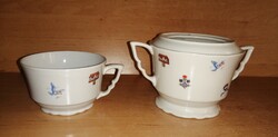 Antik Zsolnay porcelán postagalamb mese mintás cukortartó csészével (22/d)