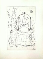 Borsos Miklós - Kútnál 29,5 x 19,5 cm rézkarc, papír 1970