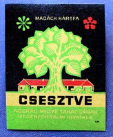 CSESZTVE - Madách Hársga , Nógrád megye tanács hivatala - használatlan hotel reklám bőrönd cimke