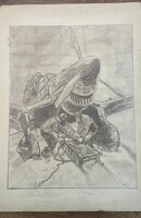 Junkers JU 87 (LUFTWAFFE). Eredeti háborús szénrajz (1947)