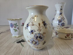 Zsolnay búzavirág mintás porcelán öblös kisváza