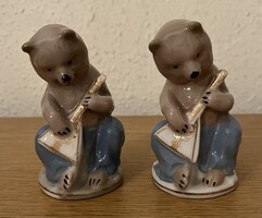 2 db gyönyörű retro szovjet Gorodnitsa porcelán balalajkás maci figura
