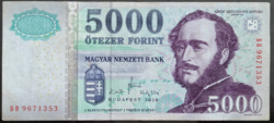 5000 Forint 2010 BB, VF+.