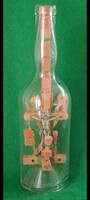 Antique Folk Patience Glass – Calvary Scene in a Bottle, Crucifix (28.5 cm) in Boro Glass from 1920-30