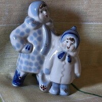 POLONNE szovjet ukrán porcelán népi figura – Téli testvérpár (Zima).