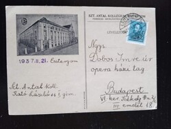 D210280  Levelezőlap - Szent Antal Kollégium -ESZTERGOM 1937 - Kató László - Dobos Imre