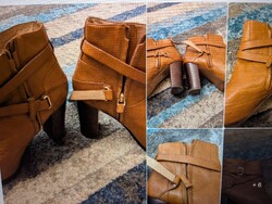 Massimo Dutti női 38,5-39-es bőr camel színű bokacipő, bokacsizma