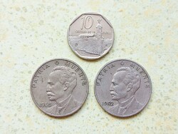 Kuba 3 db Különböző Érme 10 25 Centavos 1962-1994