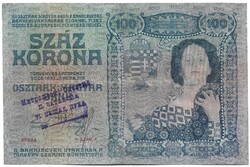 100 korona kronen 1910 Szerb bélyegzéssel Restaurált Nagyon ritka