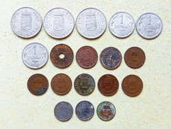 Magyarország 18 db Különböző Érme 1 2 20 1 2 Pengő 1926-1944