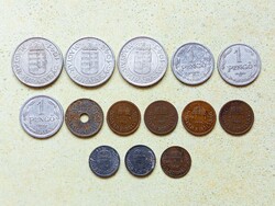 Magyarország 14 db Különböző Érme 1 2 20 Fillér 1 2 Pengő 1926-1944