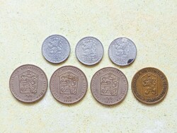 Csehszlovákia 7 db Különböző Érme 10 Halierov 1 2 Korona 1972-1980