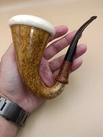 Nagy FISCHER 10 YAHRE Authentikus Gourd Calabash tök meerschaum pipa
