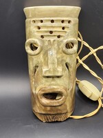 Vintage/Retro Art Ceramic Wall Mask Lamp – Signed “MA” – Tiki Style