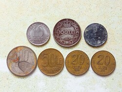 Románia 7 db Különböző Érme 5 10 20 50 100 Lej Lei 1942-1994