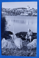 BALATON - Üdvözlet a Balatonról, postatiszta képeslap,1966., halász, Tihanyi Bencés Apátság