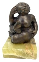 Rudolf Schwaiger Eva bronz női akt szobor kő talpazaton RZ