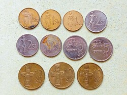 Szlovákia 11 db Különböző Érme 1 2 5 10 Korona 1993-2001