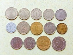Jugoszlávia 14 db Különböző Érme 1 2 10 50 Dínár 1953-1994