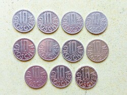 Ausztria 11 db Különböző Érme 10 Groschen 1981-1991
