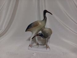Hollóházi porcelán madárpár/Ibisz/