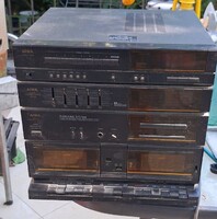AIWA Vintage Hi-Fi torony – dupla kazettás magnó, equalizer, rádió – retró 80