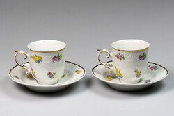 Hollóházi virág mintás porcelán kávéscsésze pár Pannónia forma 20.század vége