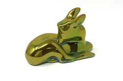 Zsolnay jelzett eozin mázas porcelán őz figura RZ