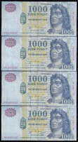 1000 forint 2002 DB 4 db sorszámkövető bankjegy (VF+)