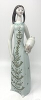 Hollóházi jelzett 'Vízhordó lány' porcelán szobor (27cm) RZ