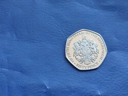 GIBRALTÁR 50 PENCE / FIFTY PENCE 2017 NÉPSZAVAZÁS! II.ERZSÉBET IDŐS! UNC! HÉTSZÖG! RITKA!