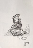 Férfi portré - Rembrandt című grafika Tunyogi Gábor alkotása