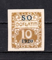 1920 Csehszlovákia Postatiszta Felülnyomott Vágott Bélyeg RITKA!!