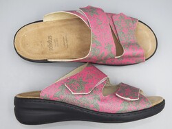 SOLIDUS Genuine Leather Inside and Out Extra Wide Comfort Slippers, Size 41