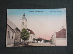 Képeslap,Horvátország,Vörösmart,Zmajevac,Róm. kat. Templom látkép,részlet,Berger Lajos kiadás,1910-